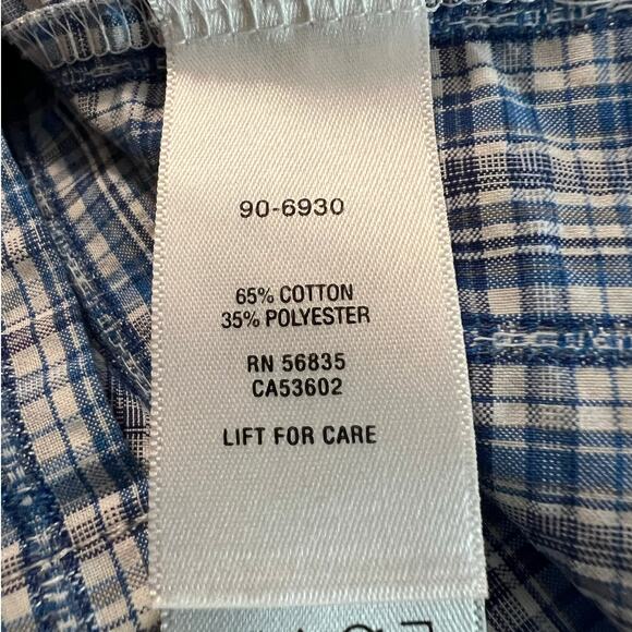 Cabela's Mens Short Sleeve Cool Max Shirt in Blue White Plaid Size Medium - Picture 5 of 6